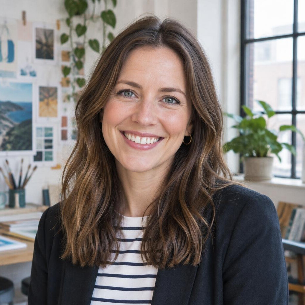 Portrait of a smiling female client in a creative studio